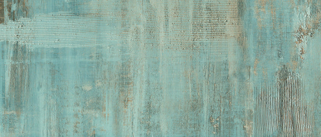 Spritzschutz - Rustikales türkisfarbiges Holz