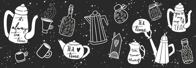 Spritzschutz - Schwarz-Weiße Teezeit Illustrationskunst