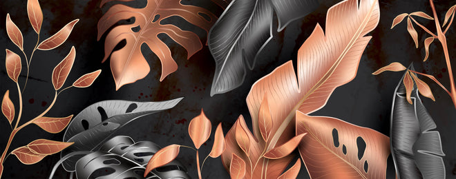 Spritzschutz - Schwarzer Dekor mit Kupfer Blumenmuster