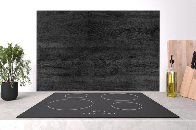 Spritzschutz - Schwarzes Holz Hintergrund