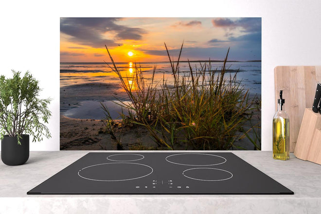 Spritzschutz - Sonnenuntergang im Wattenmeer an der Nordsee