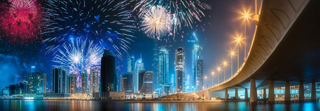 Spritzschutz - Spektakuläres Feuerwerk Dubai Business Bay
