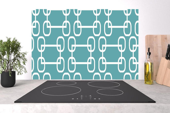 Spritzschutz - Stilvolles mintfarbenes Netz-Muster mit Kreisen