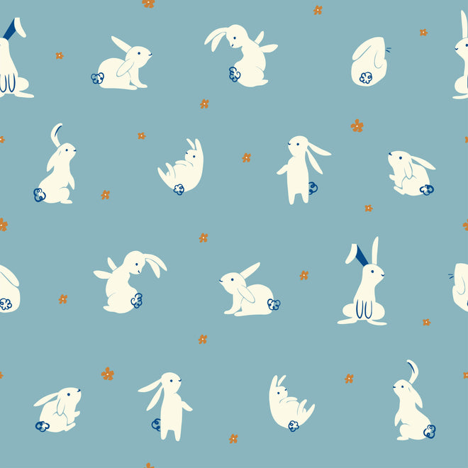 Spritzschutz - Süße Häschen auf Blau - Kinderstoffdesign