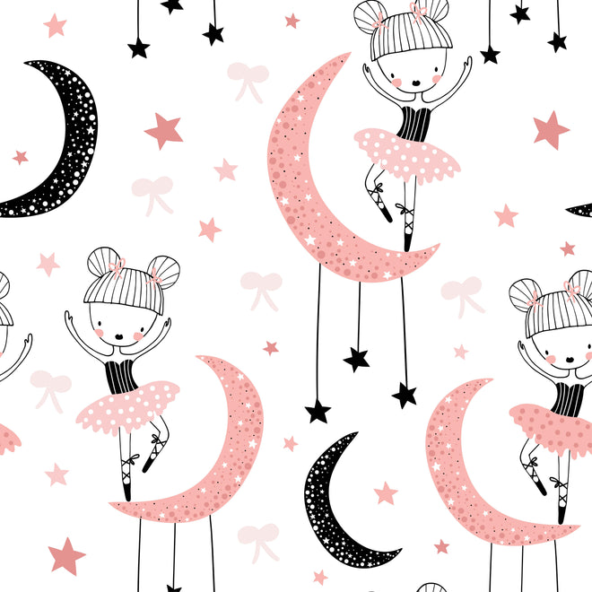 Spritzschutz - Süße Tanzende Mädchen auf Mond Illustration