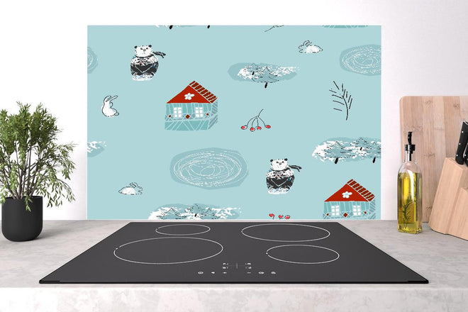 Spritzschutz - Süßes Waldmotiv Muster für Kinderzimmer