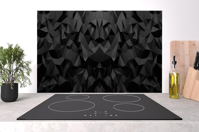 Spritzschutz - Symmetrische abstrakte Kunst in Schwarz-Weiß