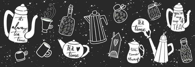 Spritzschutz - Tee Liebhaber Schwarz-Weiß Design Set