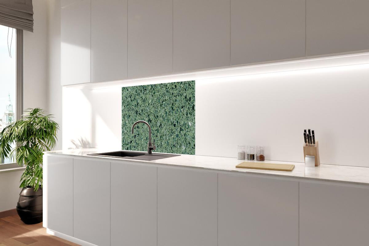 Spritzschutz - Terrazzo Textur auf türkisem Hintergrund