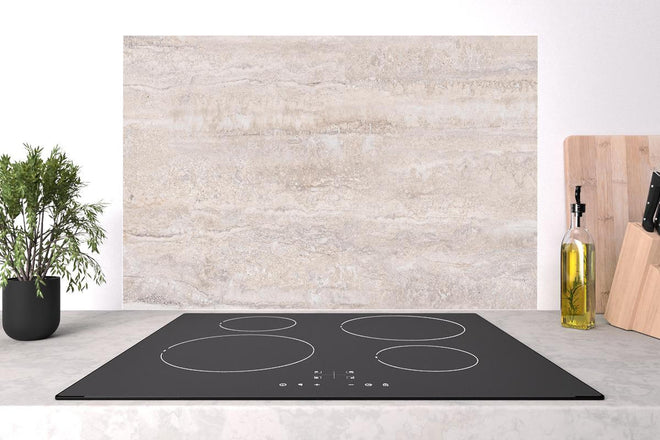 Spritzschutz - Travertinmarmor in hellen Brauntönen