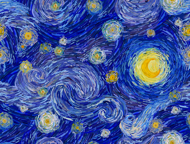 Spritzschutz - Van Gogh Starry Night Druck Blau Gelb