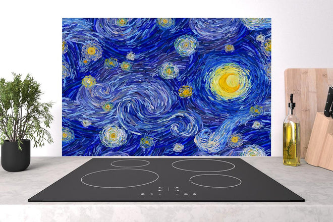 Spritzschutz - Van Gogh Starry Night Druck Blau Gelb