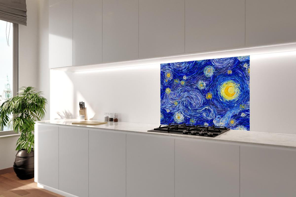 Spritzschutz - Van Gogh Starry Night Druck Blau Gelb