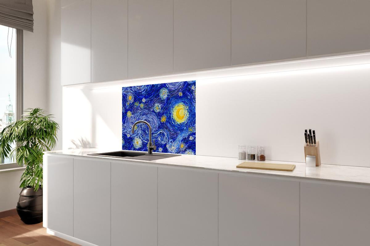 Spritzschutz - Van Gogh Starry Night Druck Blau Gelb