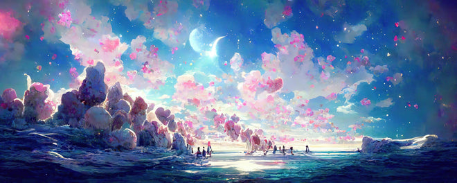 Spritzschutz - Verträumte Meeresansicht mit Rosa Wolken