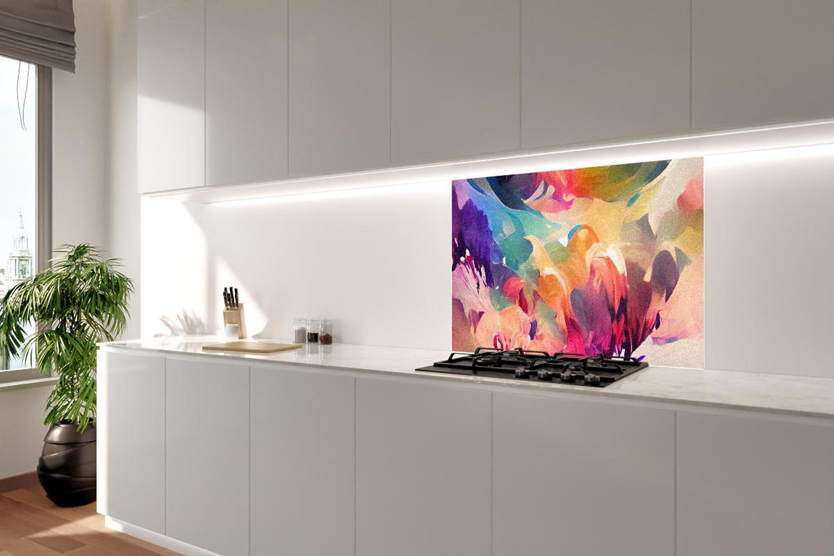 Spritzschutz - Vibrante Abstrakte Farbkunst Kreation