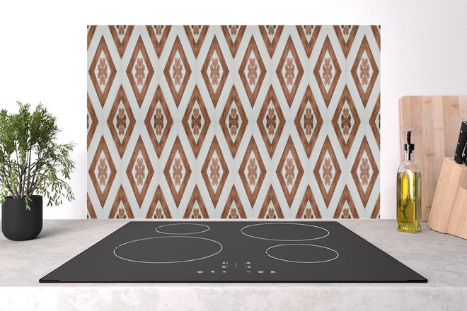 Spritzschutz - Vintage Shabby Mosaik Fliesentextur Braun-Weiß