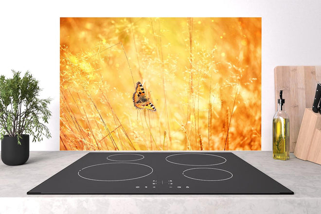 Spritzschutz - Warme Goldtöne im sommerlichen Feldmotiv