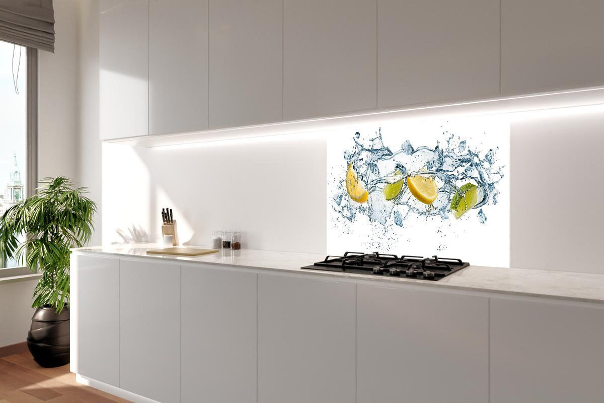 Spritzschutz - Wasser mit Zitrusfrüchten Artwork