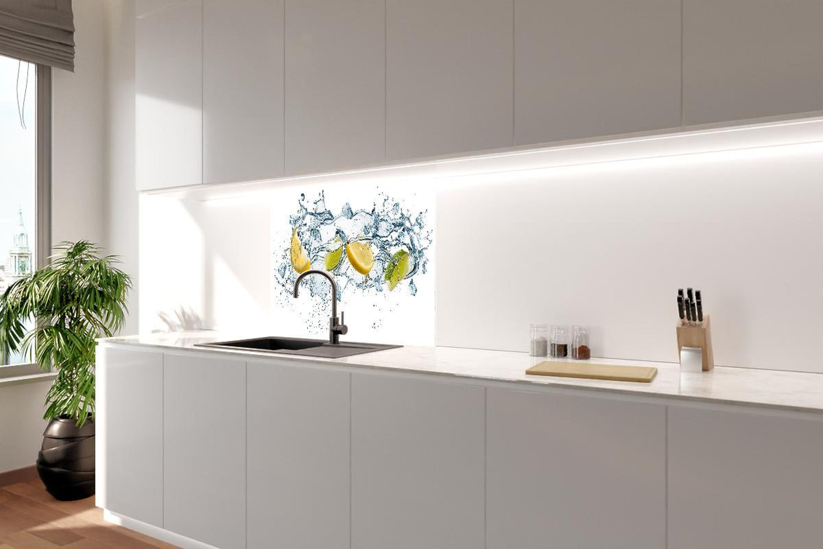 Spritzschutz - Wasser mit Zitrusfrüchten Artwork