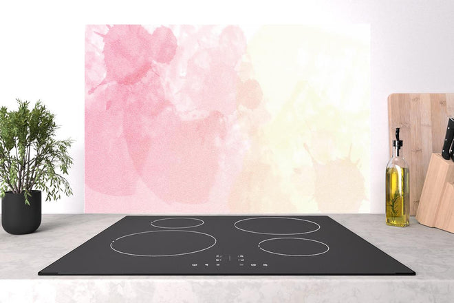 Spritzschutz - Weiche Rosé-Gelb-Aquarell Wandgestaltung