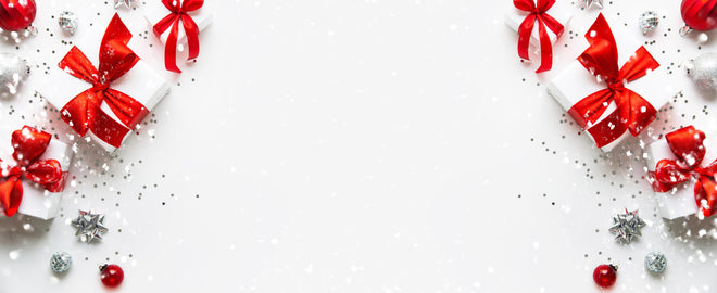 Spritzschutz - Weihnachtliche Geschenke mit Roter Schleife