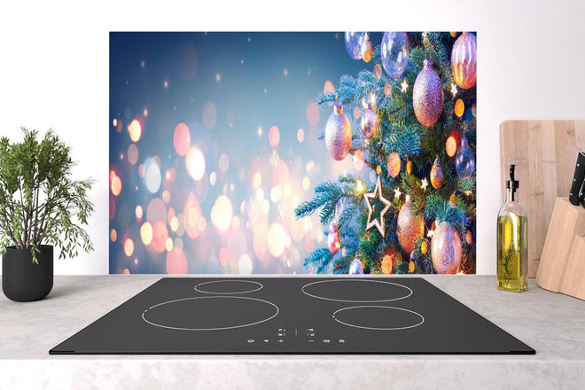 Spritzschutz - Weihnachtsbaum mit bunten Kugeln