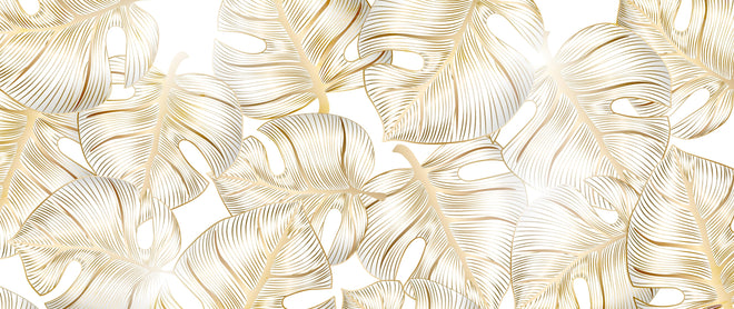 Spritzschutz - Weiß-Goldene Blattmuster Design Struktur