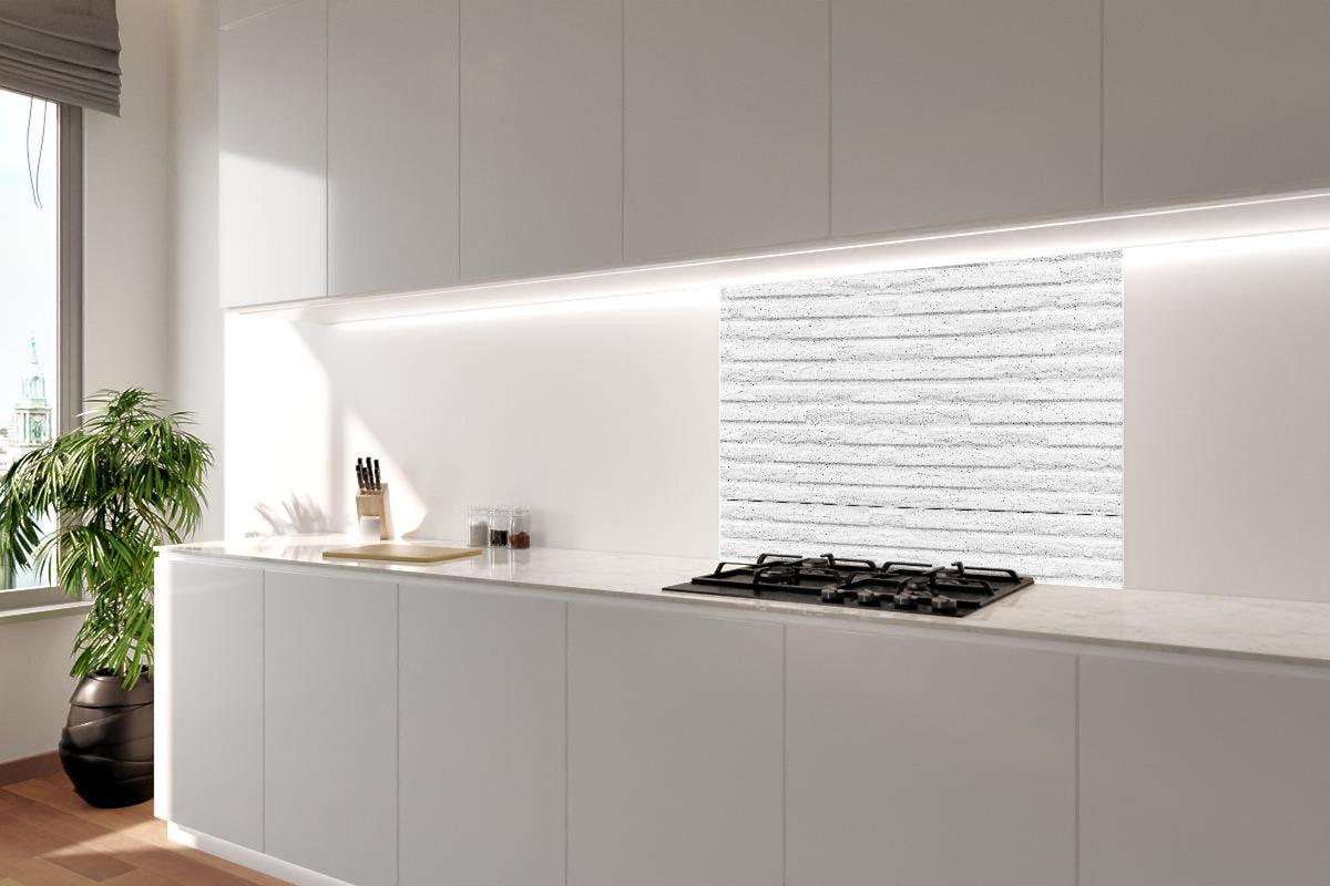 Spritzschutz - Weiß modernes Steinwand Muster