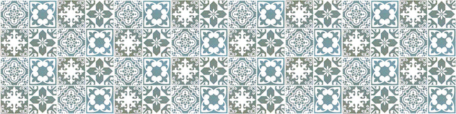 Spritzschutz - Weiß-türkis Vintage Fliesen