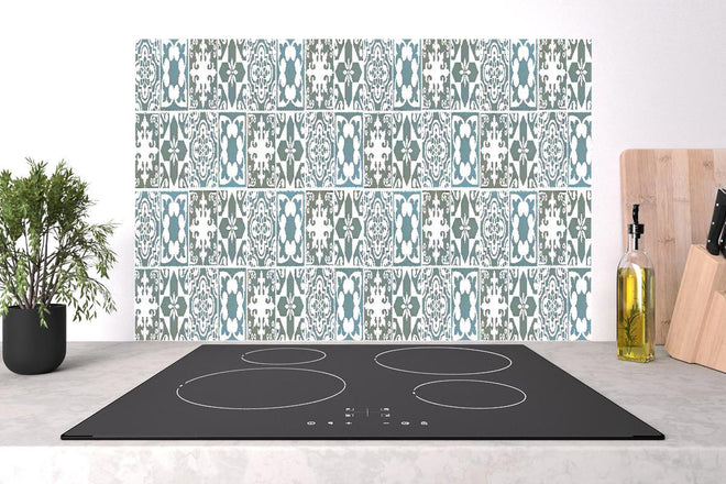 Spritzschutz - Weiß-türkis Vintage Fliesen