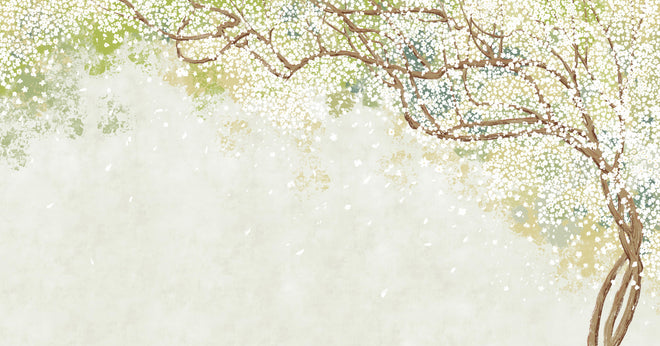 Spritzschutz - Weiße Sakura Blätter - Vintage