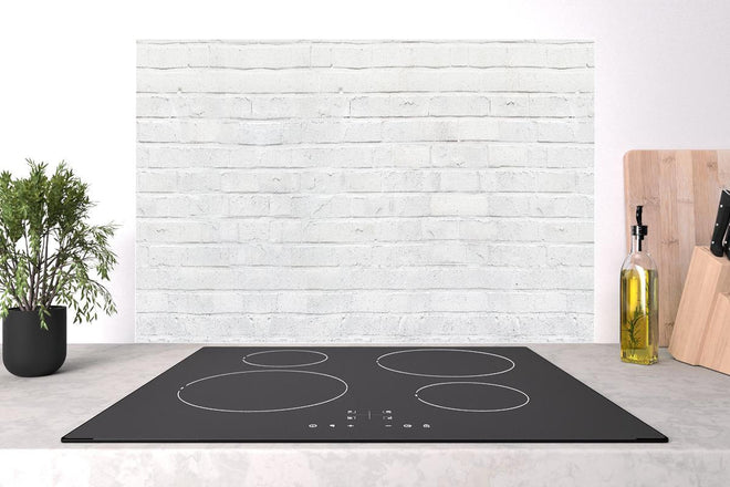 Spritzschutz - Weiße zerschlagene Ziegelsteinmauer