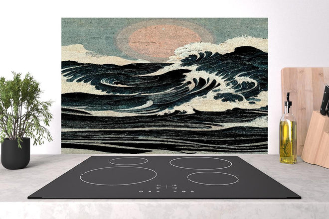 Spritzschutz - Wellen Zeichnung - Gemälde