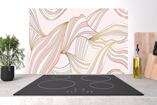 Spritzschutz - Wellenförmige Linien Kunst in Pastell