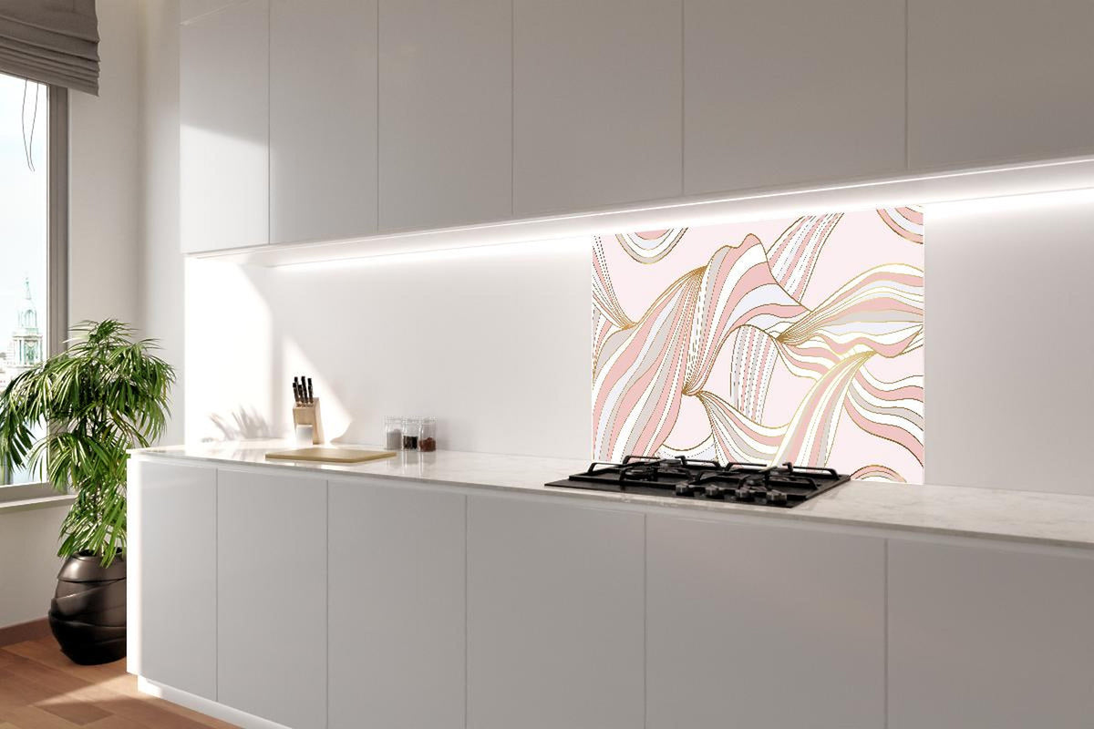 Spritzschutz - Wellenförmige Linien Kunst in Pastell