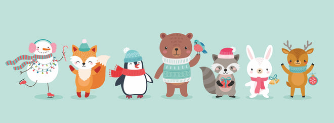 Spritzschutz - Winter-Tiere Cartoon Illustration