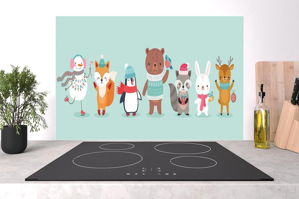 Spritzschutz - Winter-Tiere Cartoon Illustration