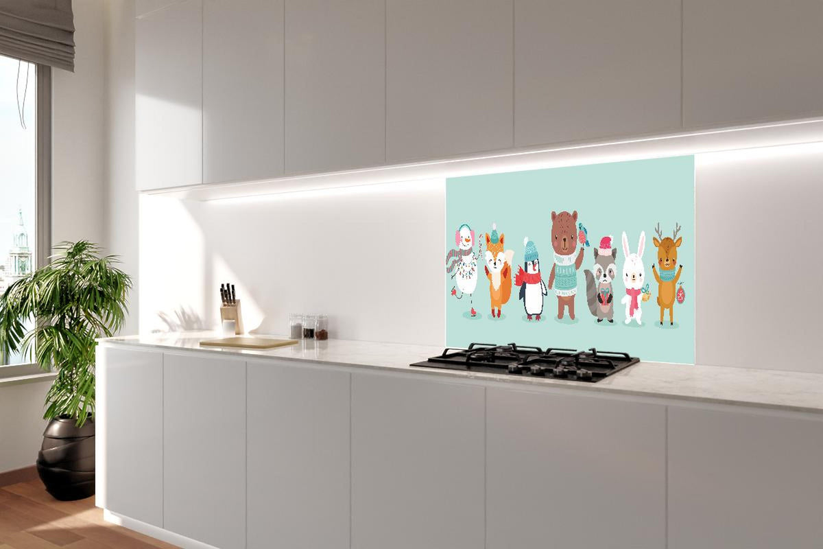 Spritzschutz - Winter-Tiere Cartoon Illustration