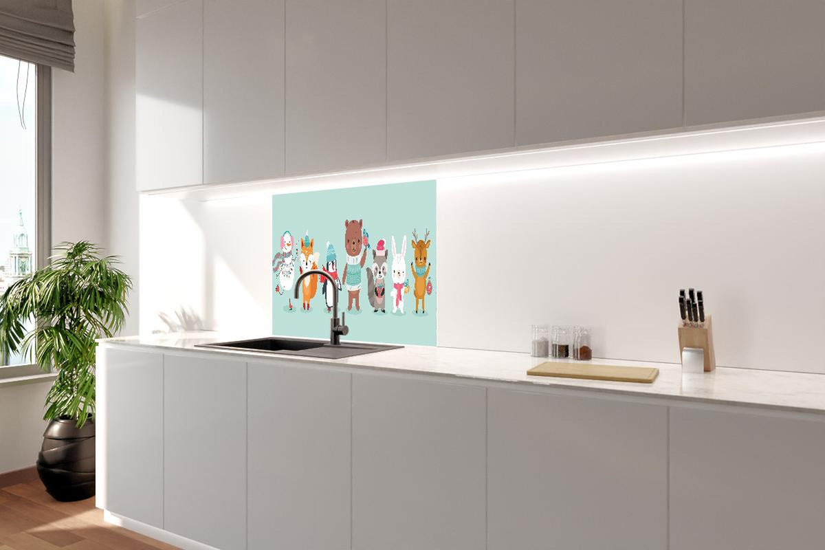 Spritzschutz - Winter-Tiere Cartoon Illustration