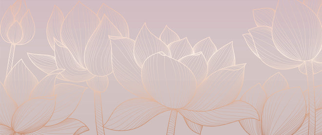 Spritzschutz - Zarte Lotusblüten Lineart in Pastellfarben