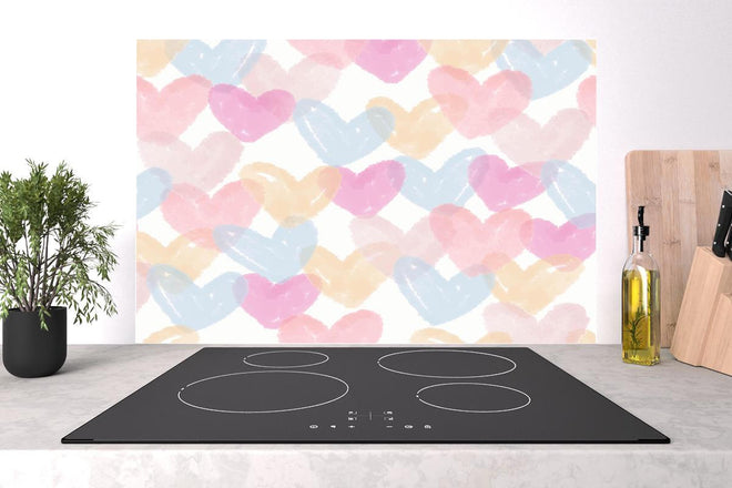 Spritzschutz - Zarte Pastellherzen Aquarell Design
