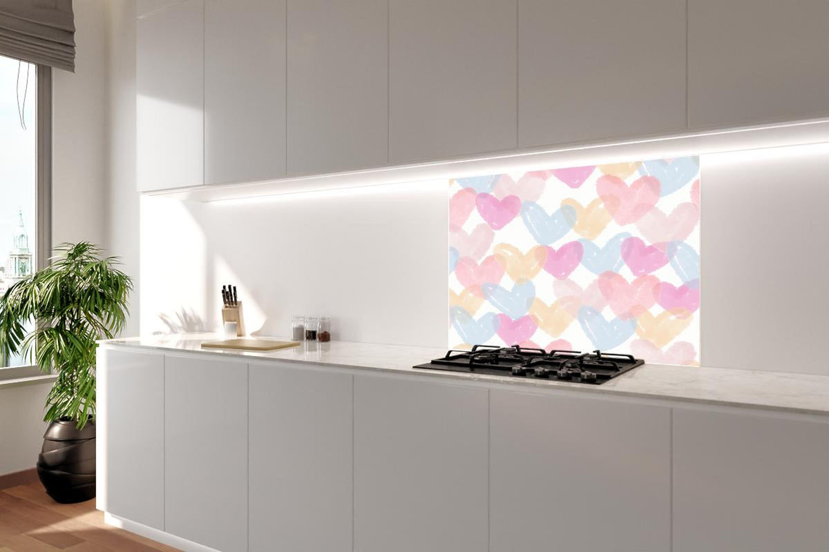Spritzschutz - Zarte Pastellherzen Aquarell Design