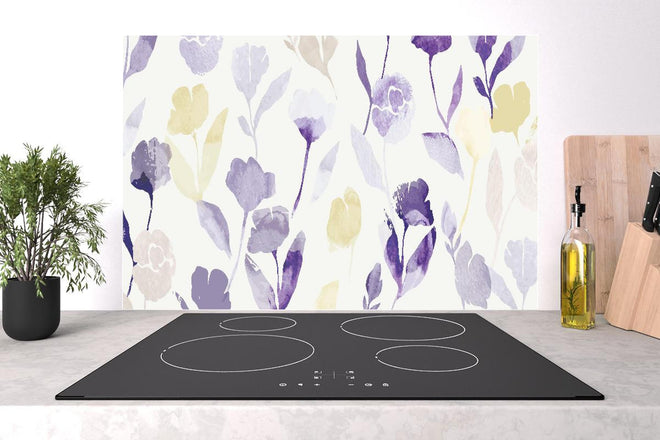 Spritzschutz - Zartes Blumenmuster in Pastelltönen Aquarell