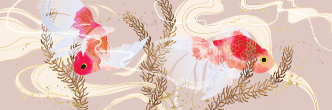 Spritzschutz - Zierfische Koi-Karpfen Aquarell-Design