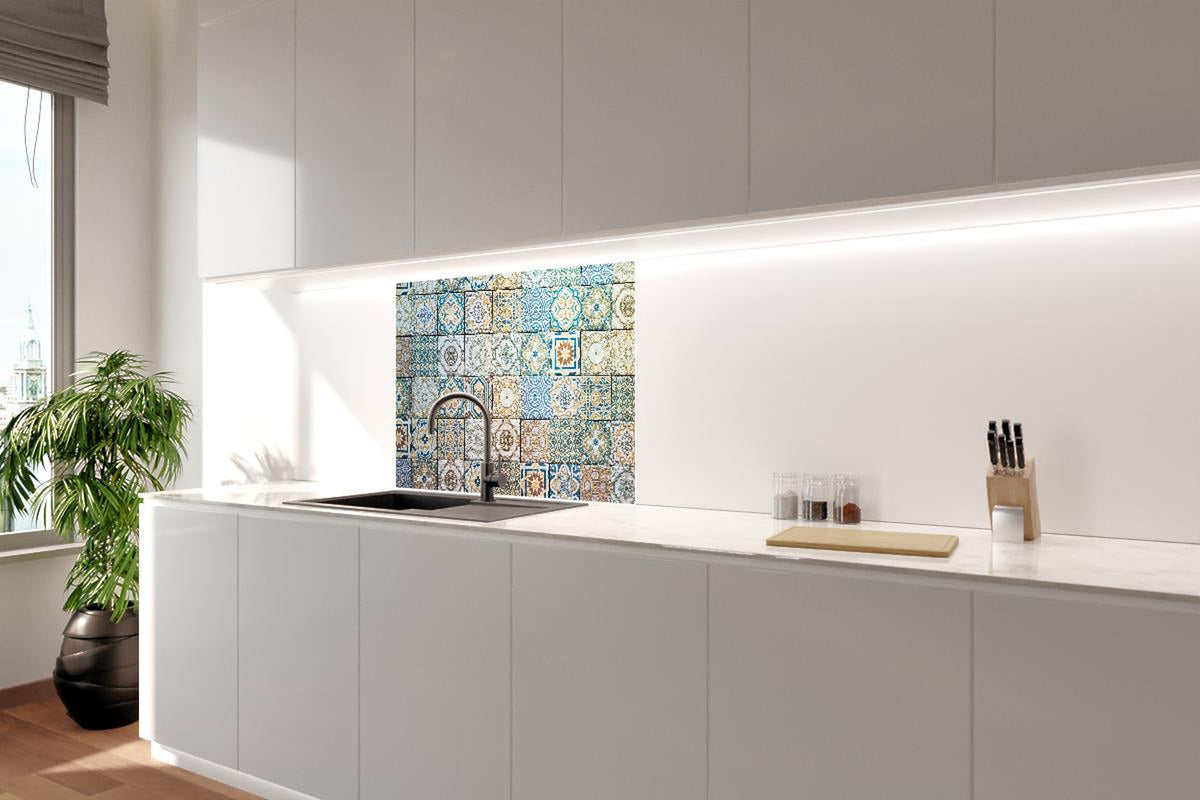 Spritzschutz - buntes Mosaik im spanischen Stil
